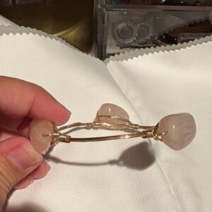Rose Quartz and Gold Wire Bracelet